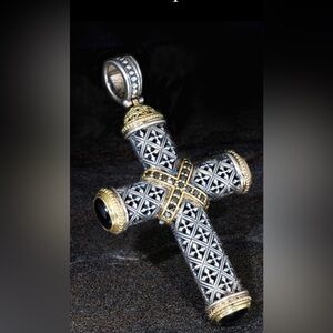 Konstantino Intricate Gold and Silver Cross Pendant